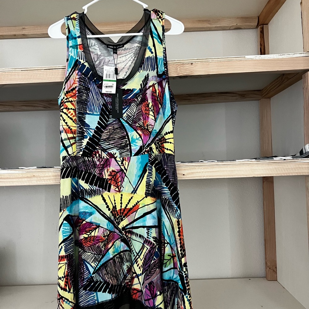 Cable & Gauge NWT Abstract Print Dress • Multicolor Sleeveless • Size L